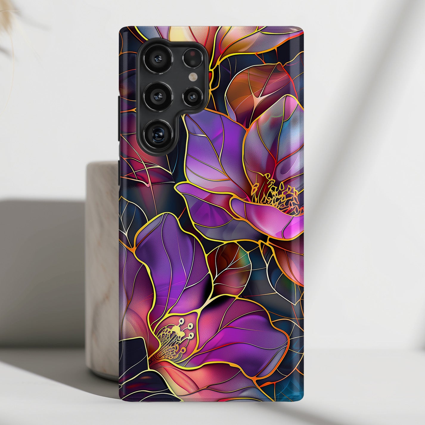 Enchanted Purple Flower Stained Glass Design Case for Galaxy S series Phones