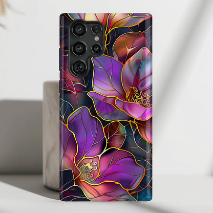 Enchanted Purple Flower Stained Glass Design Case for Galaxy S series Phones