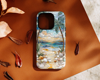 Enchanting Beach Stained Glass Mosaic Design iPhone Case