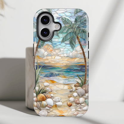 Enchanting Beach Stained Glass Mosaic Design iPhone Case