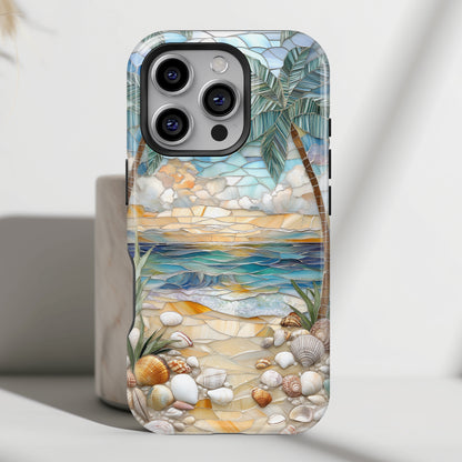 Enchanting Beach Stained Glass Mosaic Design iPhone Case