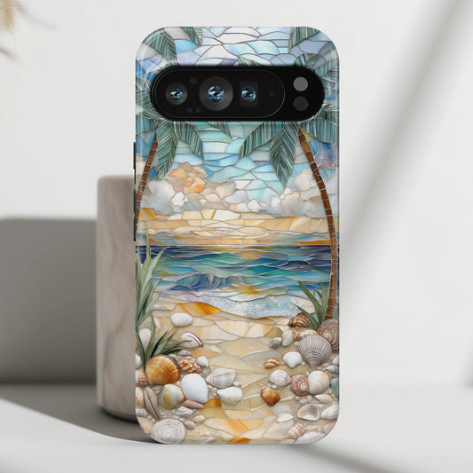 Enchanting Beach Stained Glass Mosaic Design Phone Case for Google Pixel