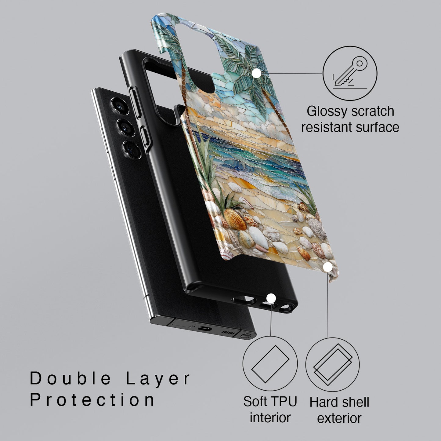 Enchanting Beach Stained Glass Mosaic Design Case for Galaxy S series Phones