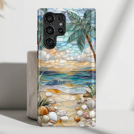 Enchanting Beach Stained Glass Mosaic Design Case for Galaxy S series Phones