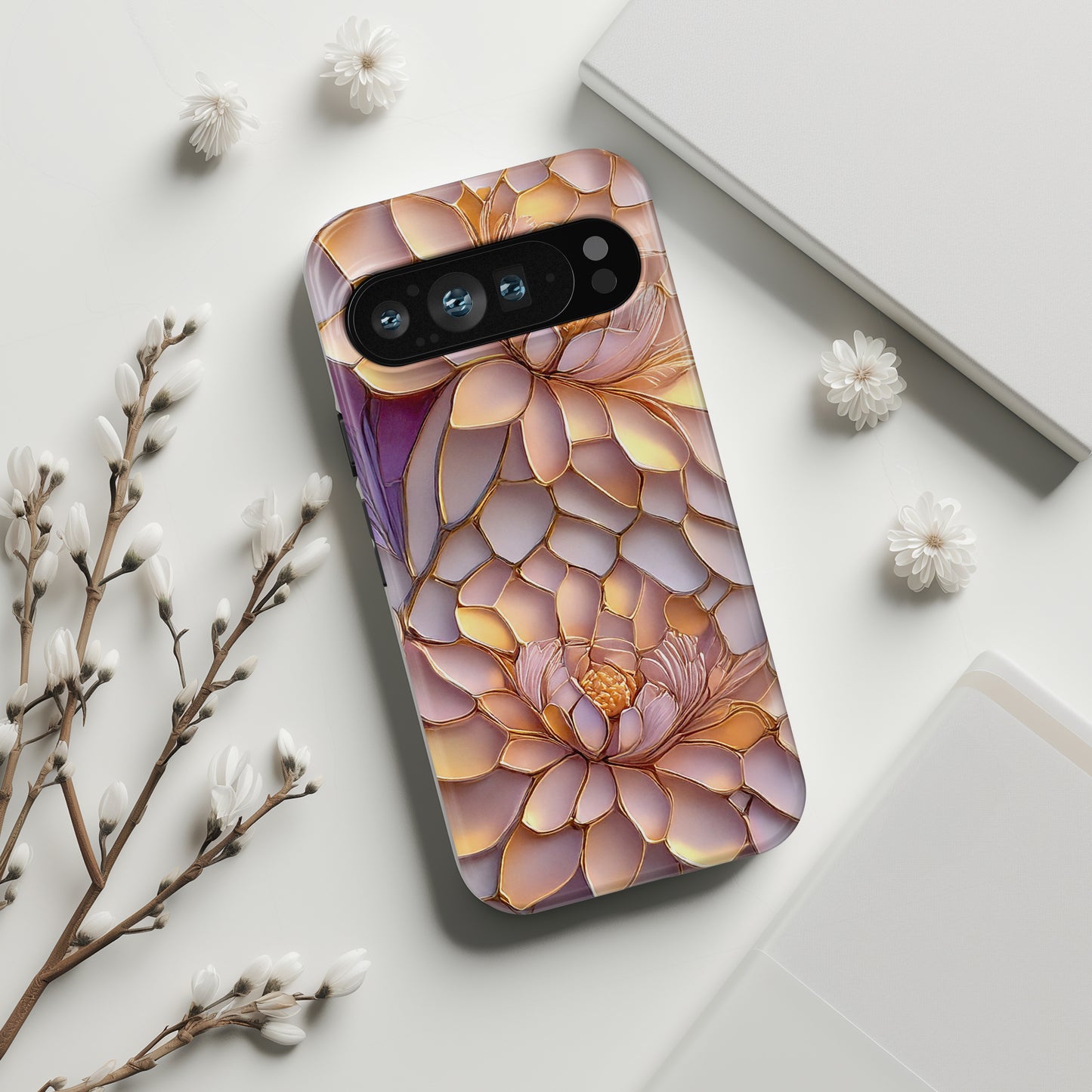 Enchanting Floral Stained Glass Design Phone Case for Google Pixel