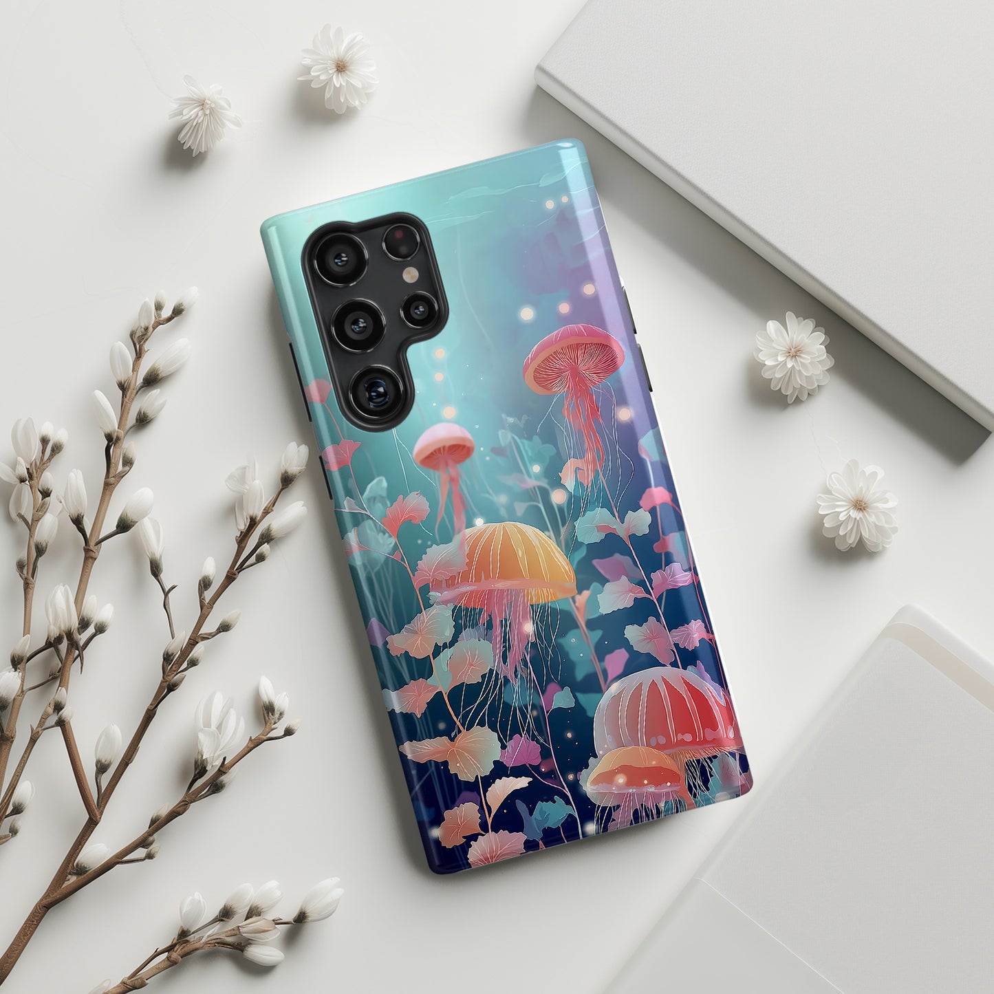 Ethereal Jellyfish Design Phone Case for Galaxy S series Phones