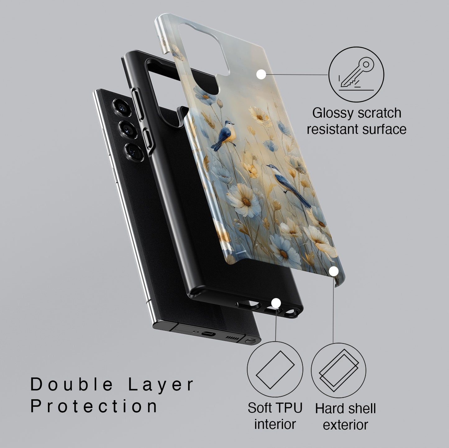 Ethereal Songbird Design Phone Case for Galaxy S series Phones