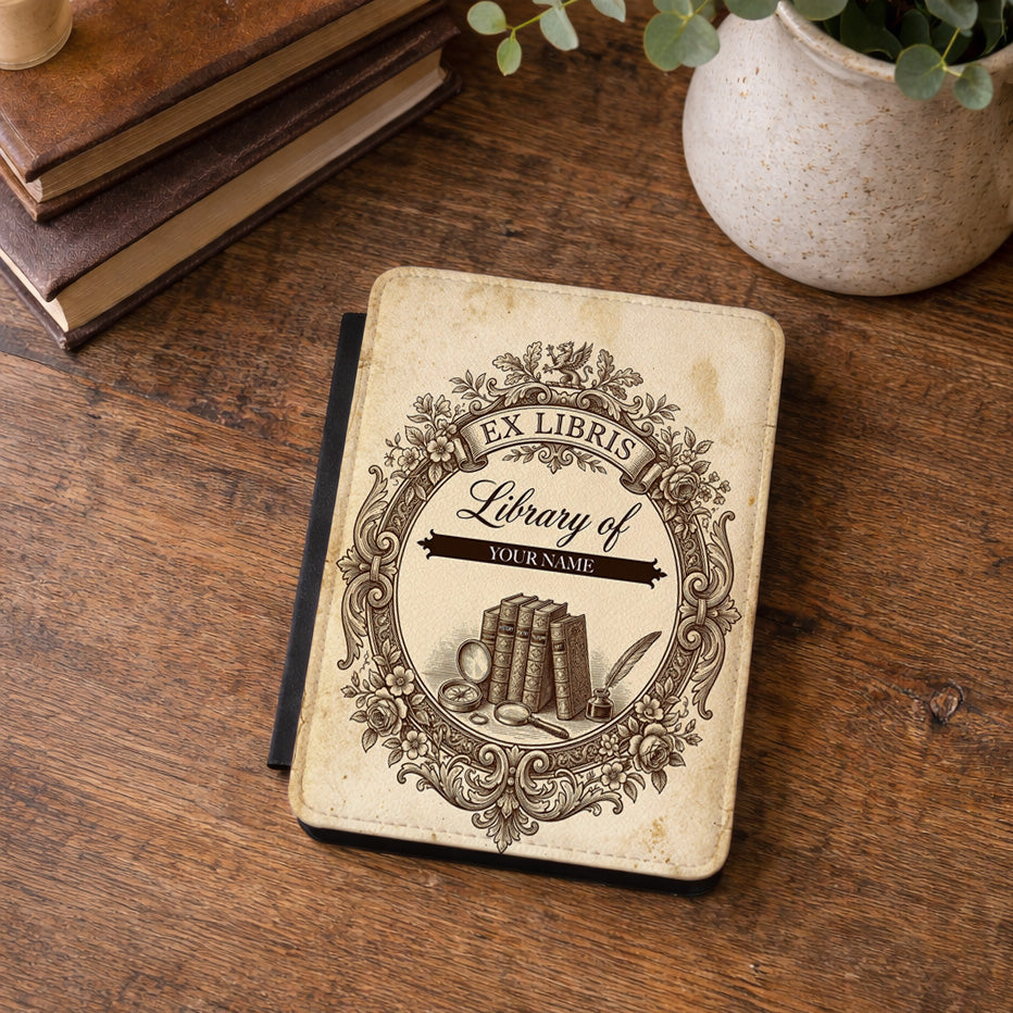 The Classic Ex Libris – Personalized Kindle Case