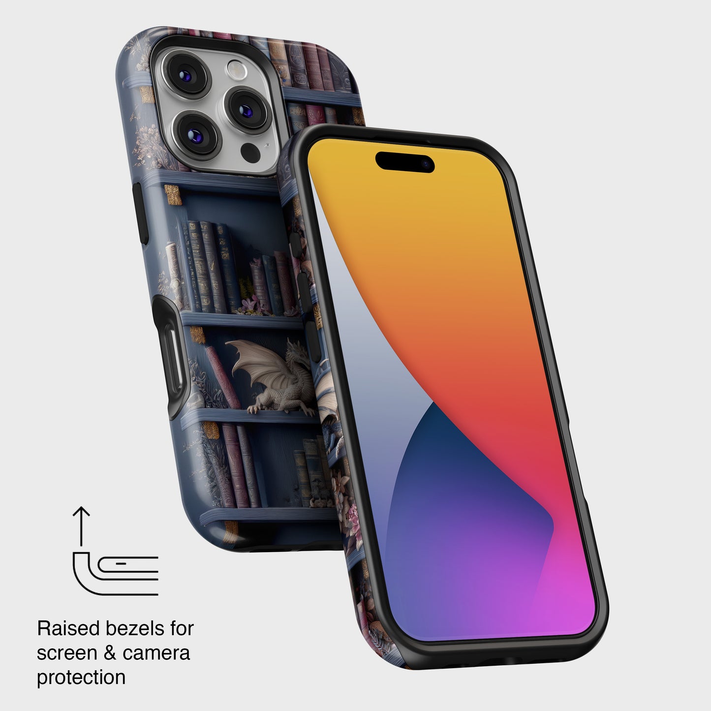 Fantasy Dragon Bookshelf Design iPhone Case