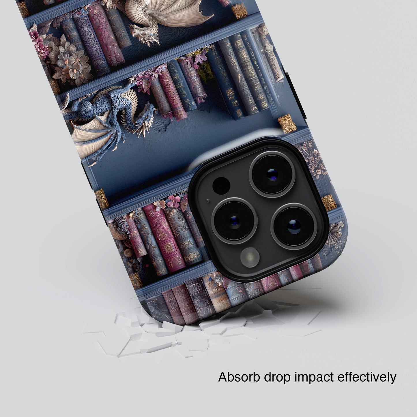 Fantasy Dragon Bookshelf Design iPhone Case