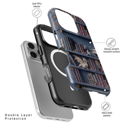 Fantasy Dragon Bookshelf Design iPhone Case