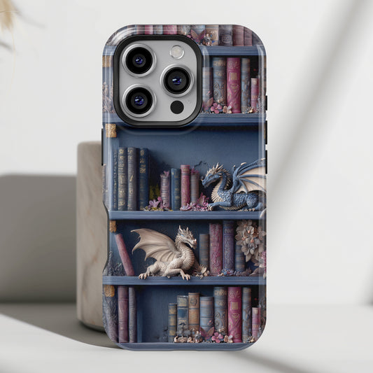 Fantasy Dragon Bookshelf Design iPhone Case