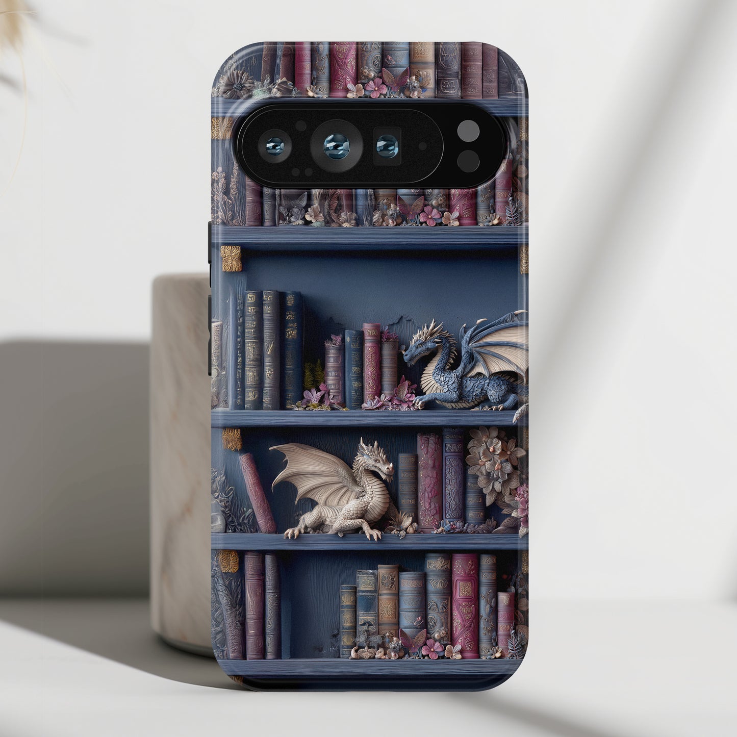 Fantasy Dragon Bookshelf Design Phone Case for Google Pixel