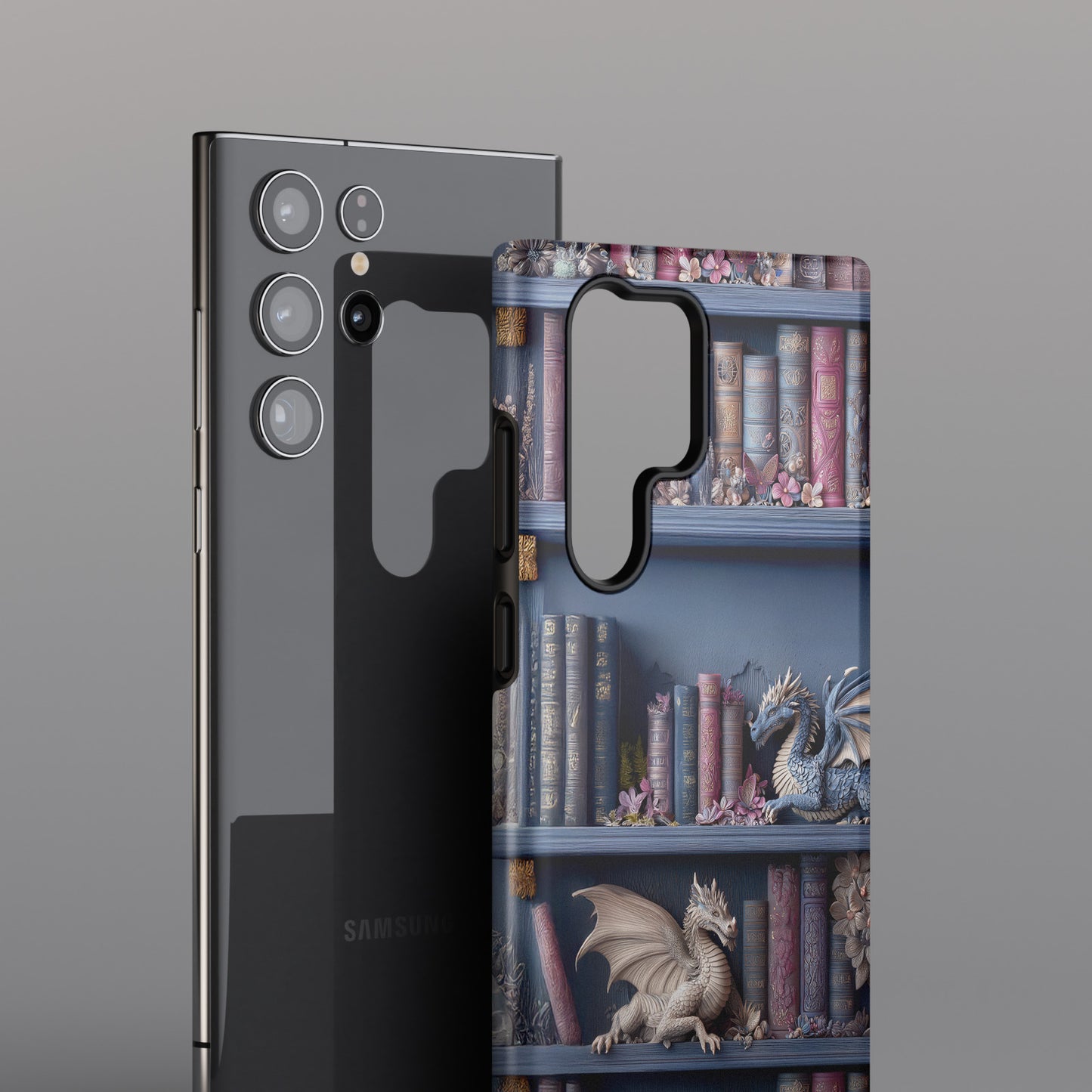 Fantasy Dragon Bookshelf Design Phone Case for Galaxy S series Phones