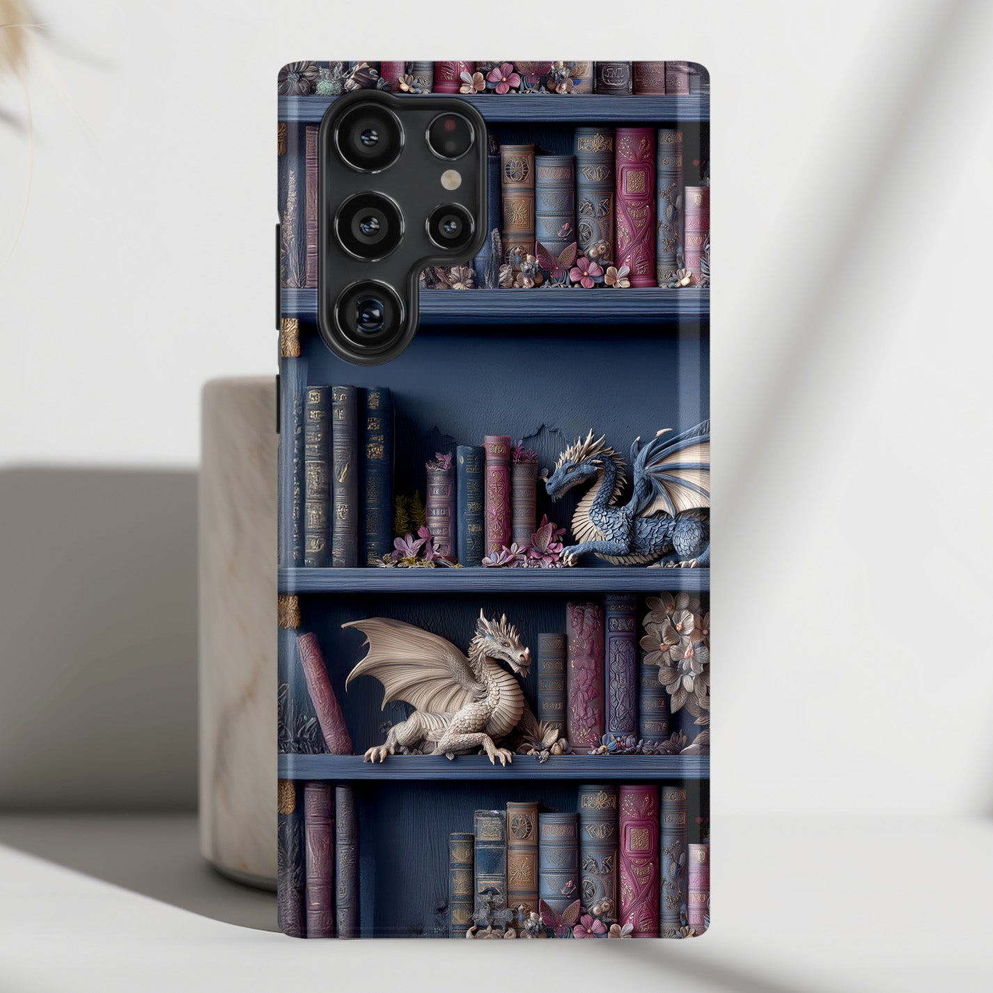 Fantasy Dragon Bookshelf Design Phone Case for Galaxy S series Phones