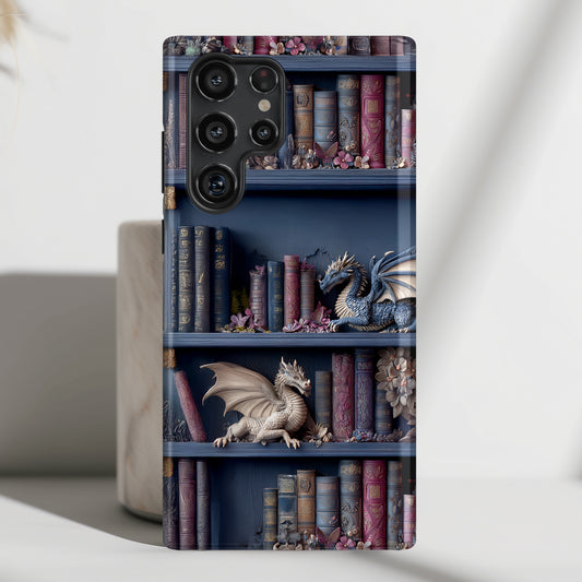 Fantasy Dragon Bookshelf Design Phone Case for Galaxy S series Phones