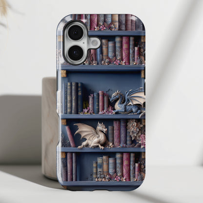 Fantasy Dragon Bookshelf Design iPhone Case