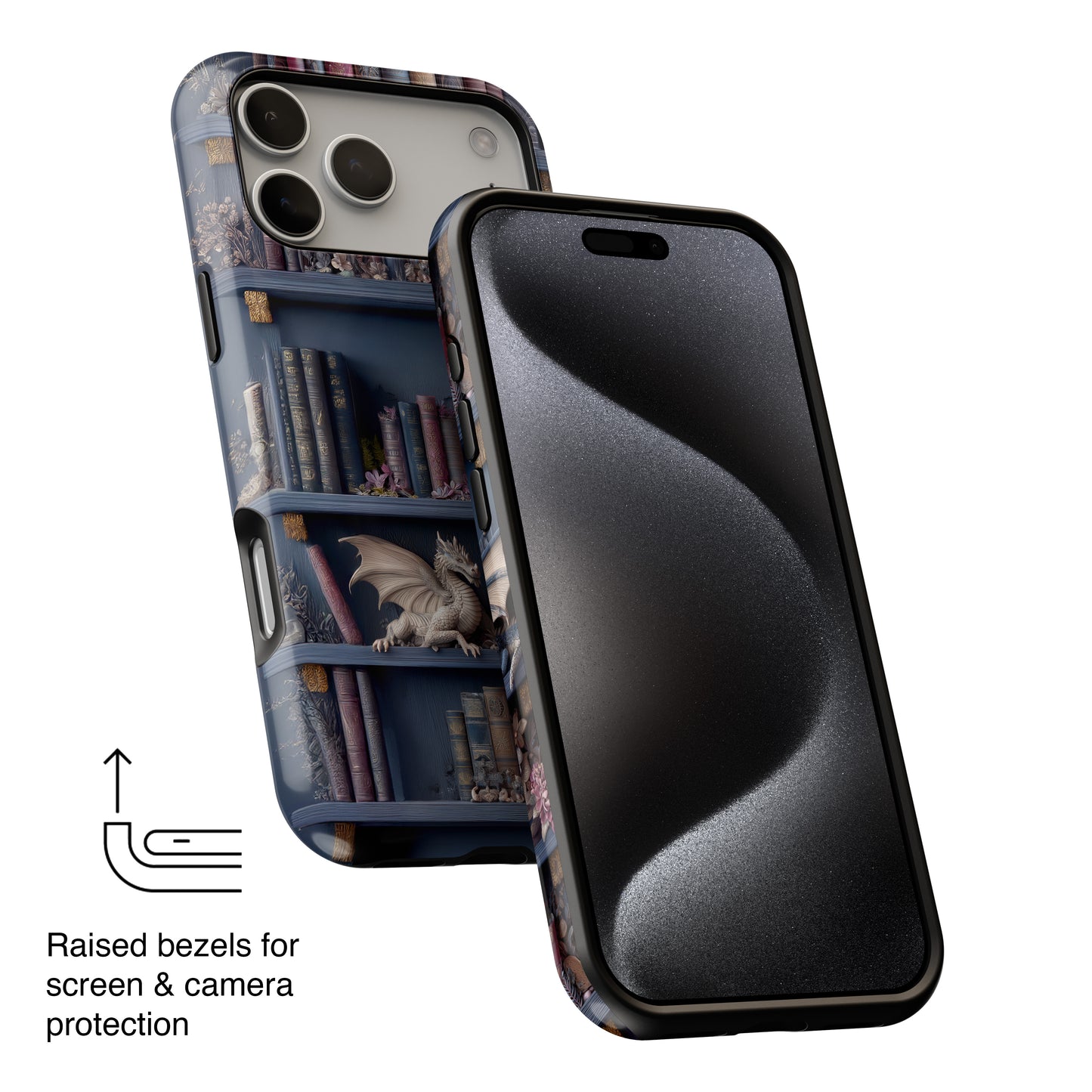 Fantasy Dragon Bookshelf Design iPhone Case