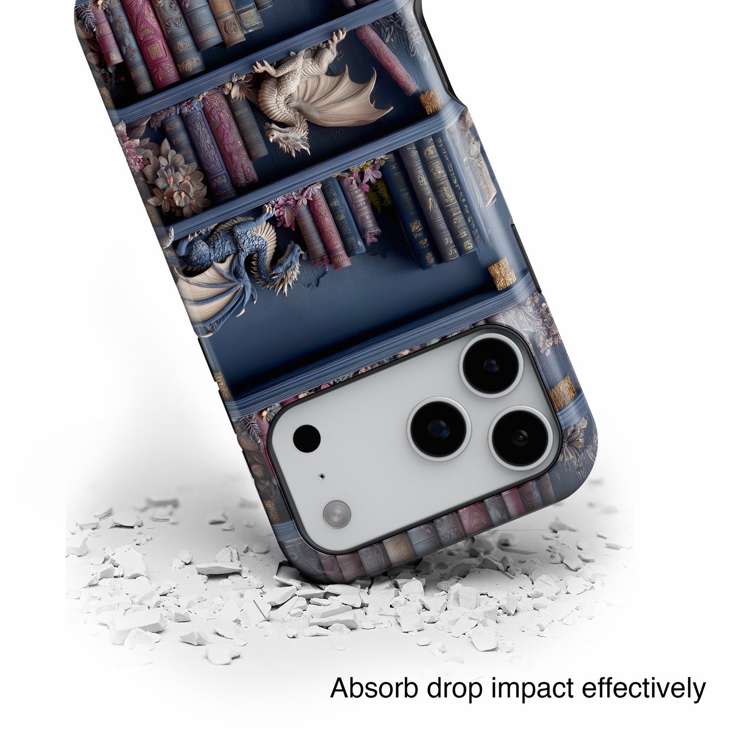 Fantasy Dragon Bookshelf Design iPhone Case