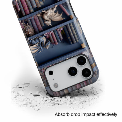 Fantasy Dragon Bookshelf Design iPhone Case