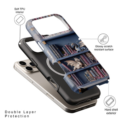 Fantasy Dragon Bookshelf Design iPhone Case
