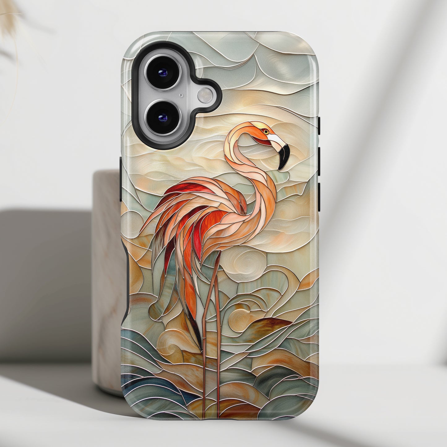 Flamingo Stained Glass Design iPhone Case