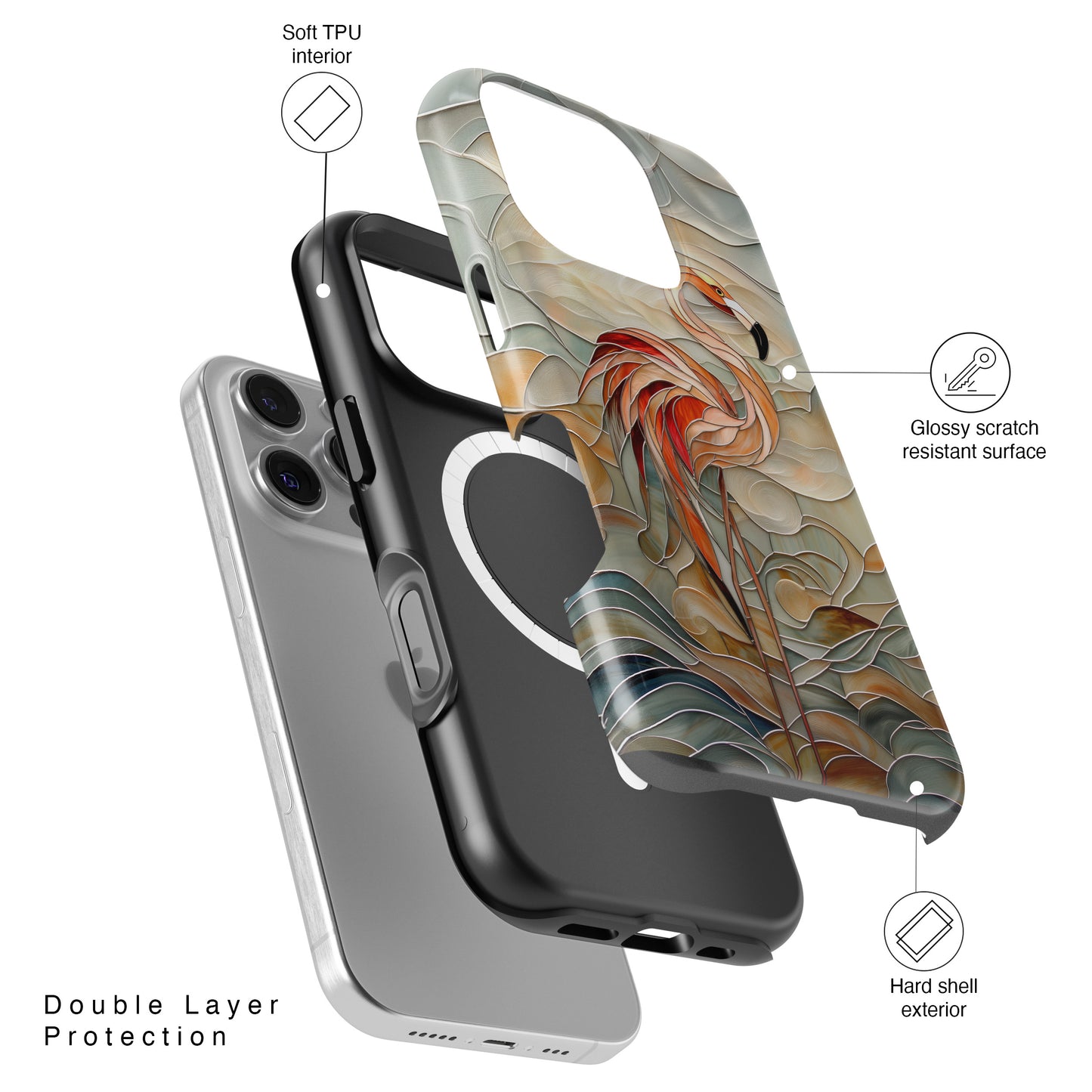 Flamingo Stained Glass Design iPhone Case