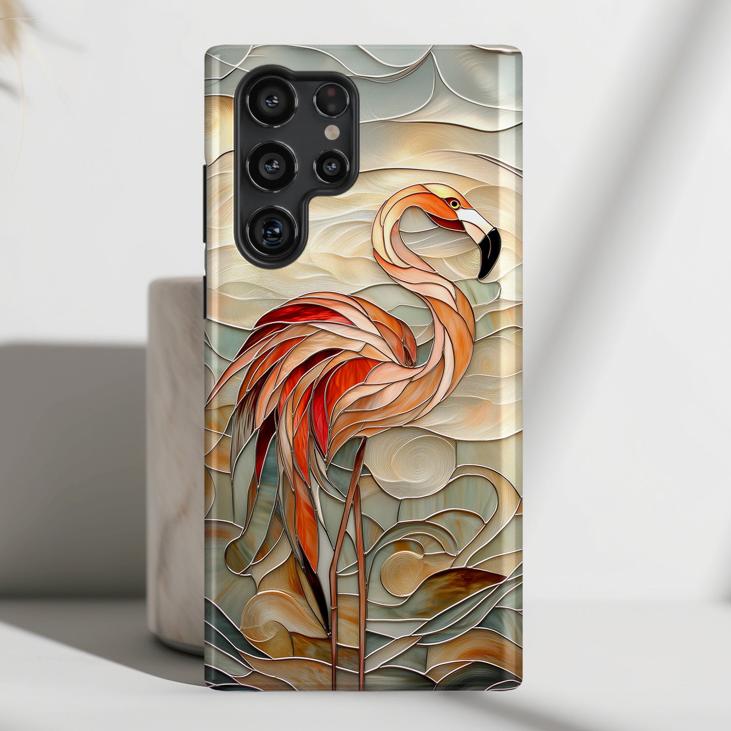 Flamingo Stained Glass Design Samsung Phone Case