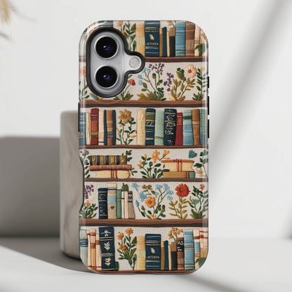 Floral Bookshelf Embroidery Art  Design iPhone Case