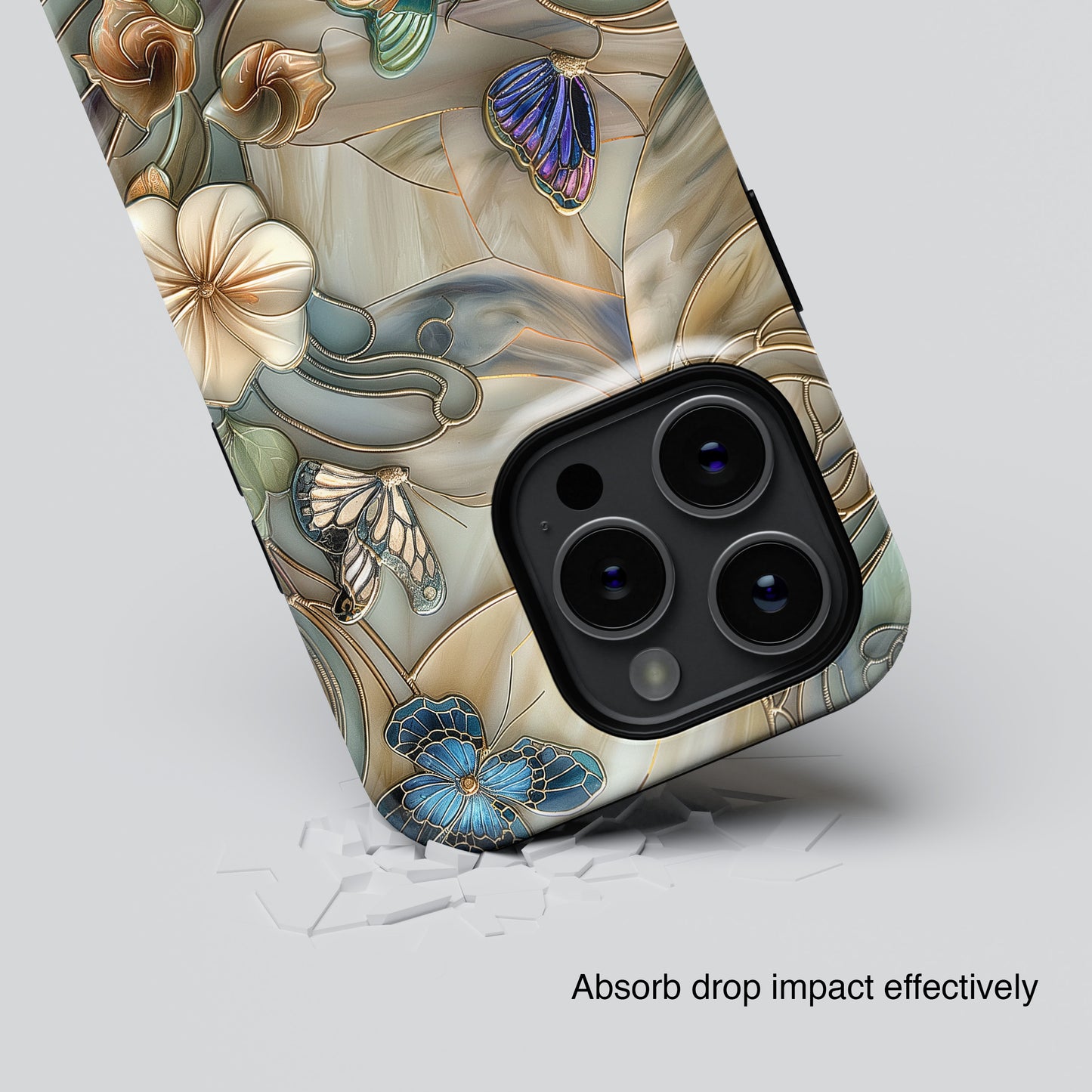 Floral Butterflies Stained Glass Design iPhone Case