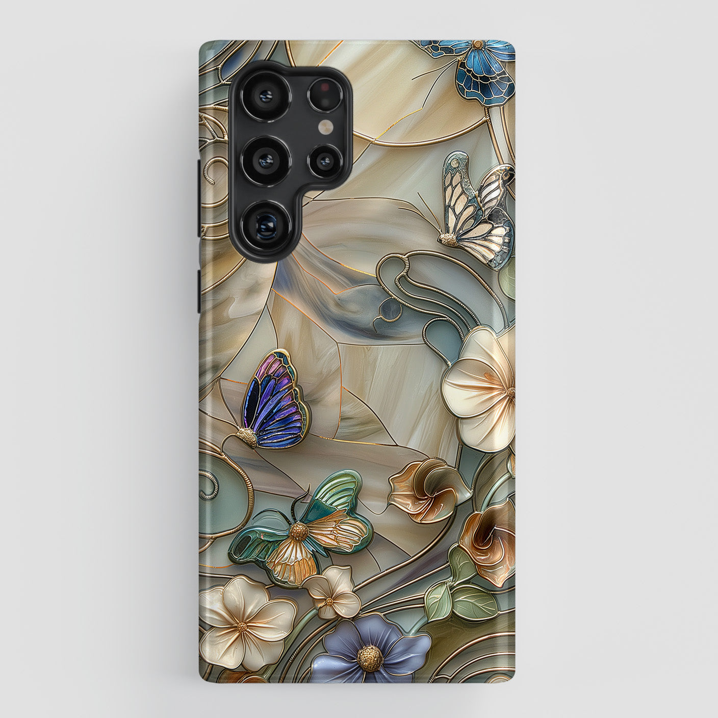 Floral Butterflies Stained Glass Design Case for Galaxy S series Phones