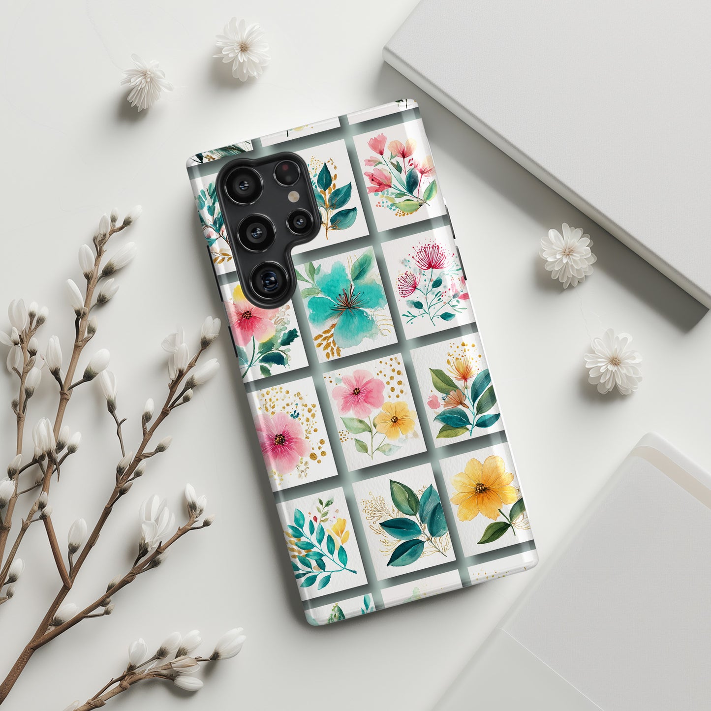 Floral Mosaic Design Phone Case for Galaxy S series Phones
