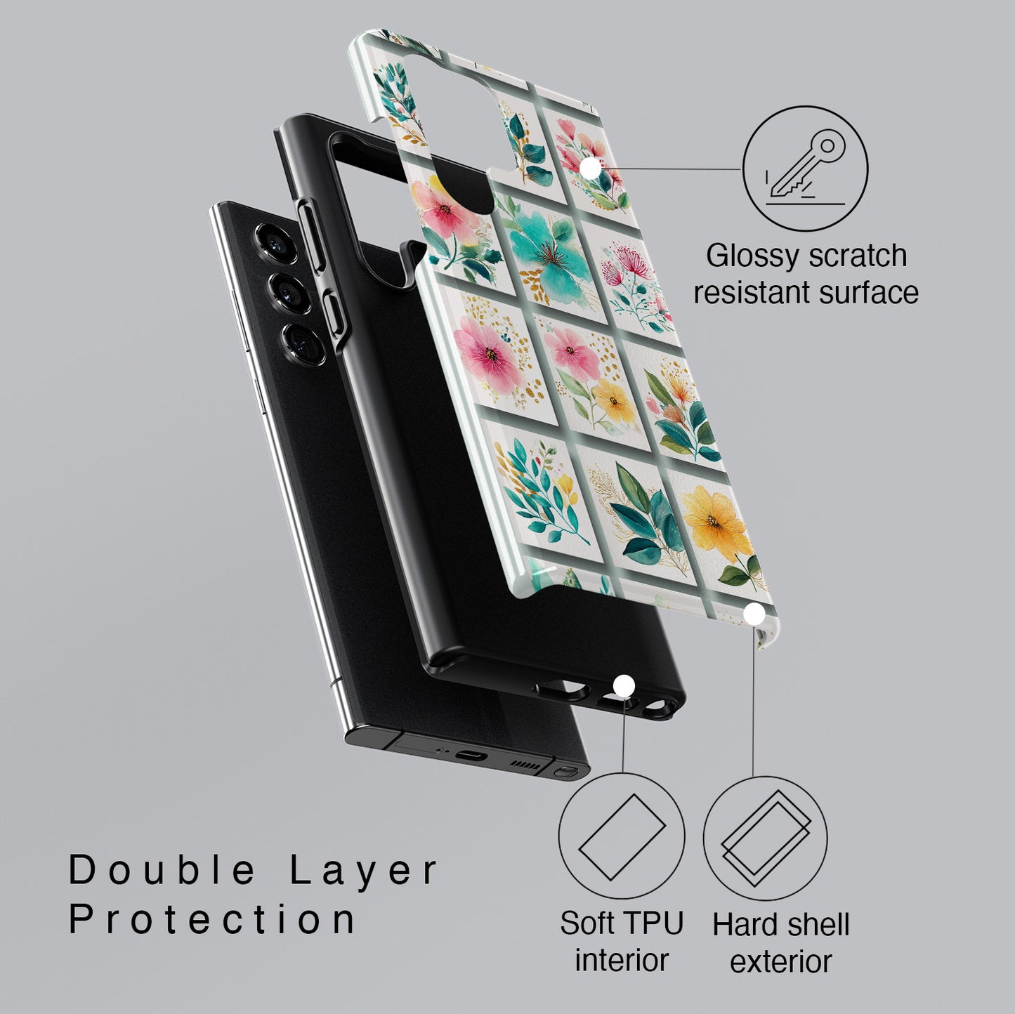 Floral Mosaic Design Phone Case for Galaxy S series Phones