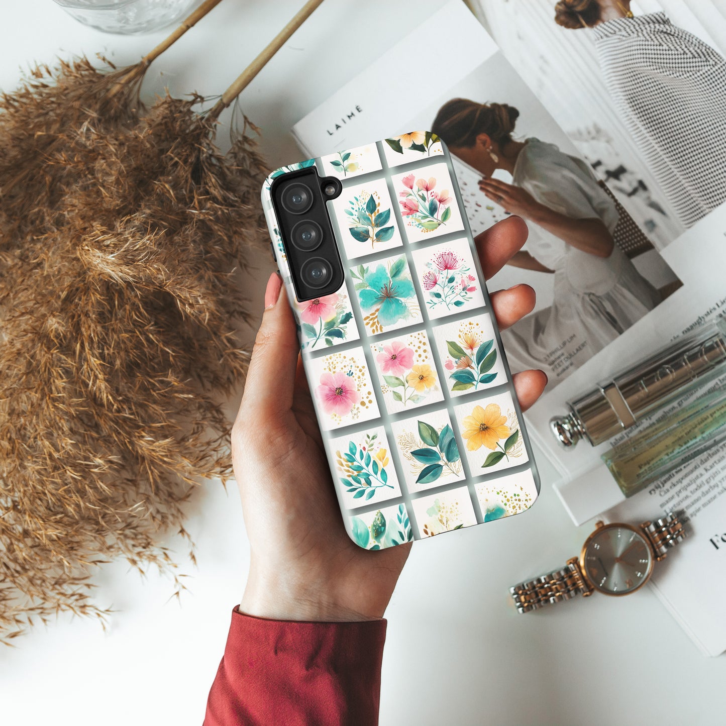 Floral Mosaic Design Phone Case for Galaxy S series Phones