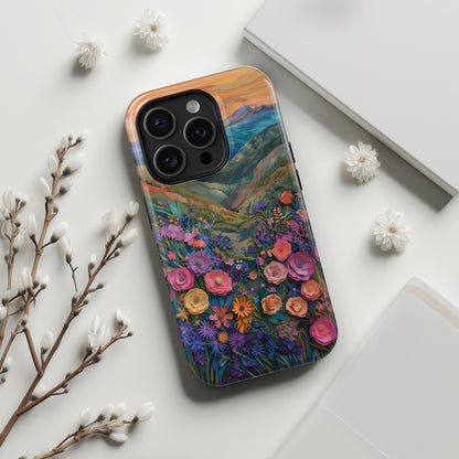 Flower Blossom Mountain Landscape Design iPhone Case