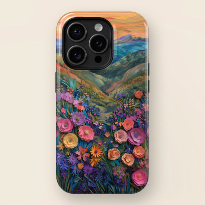 Flower Blossom Mountain Landscape Design iPhone Case