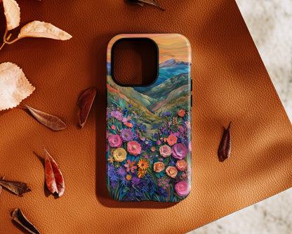 Flower Blossom Mountain Landscape Design iPhone Case