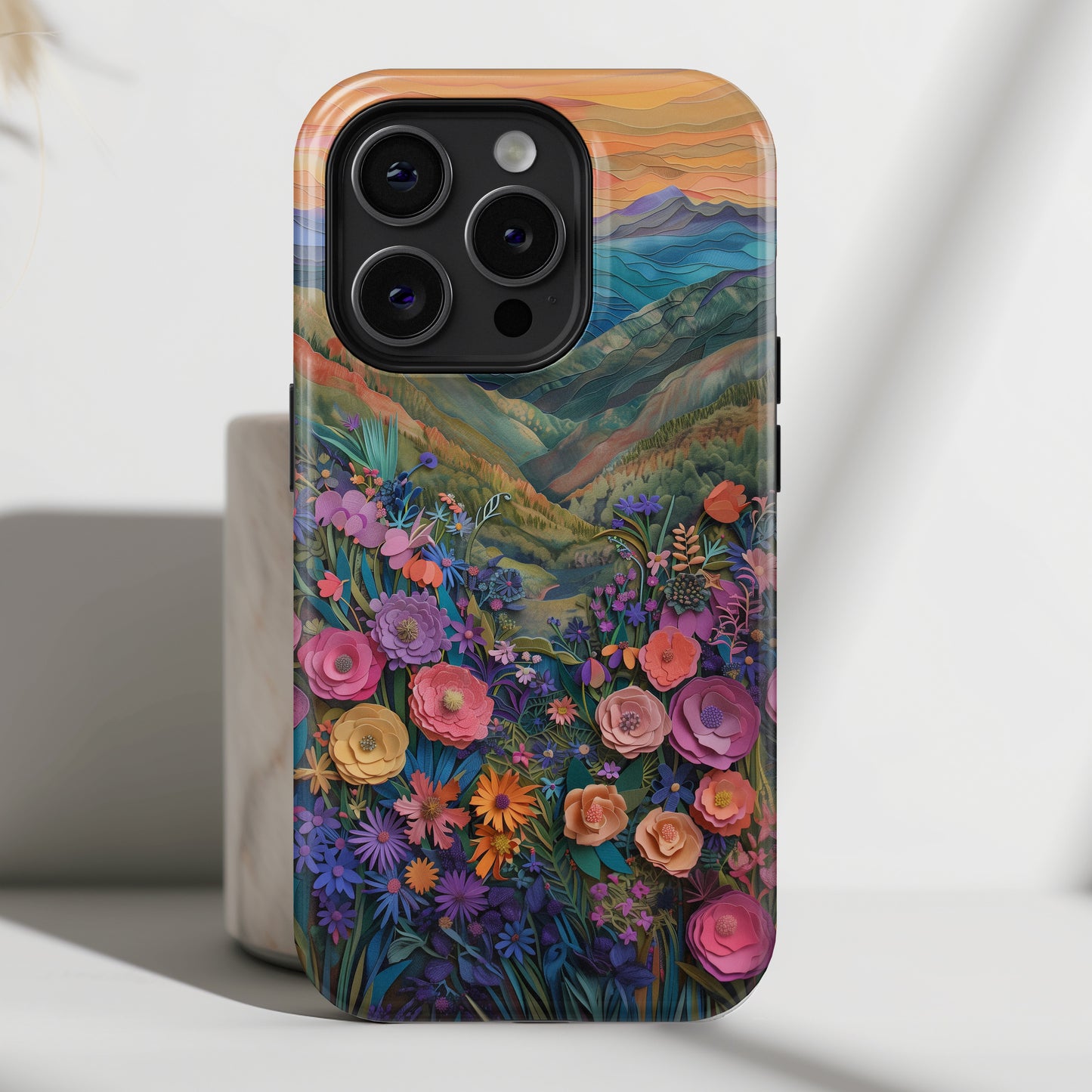 Flower Blossom Mountain Landscape Design iPhone Case