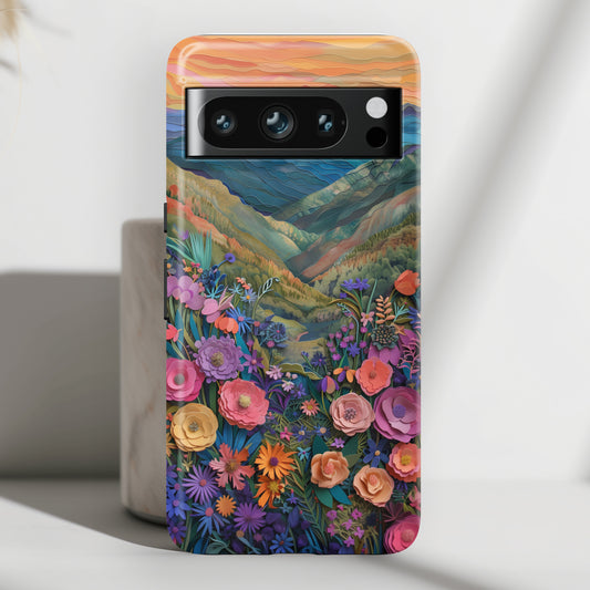 Flower Blossom Mountain Landscape Design Google Pixel Phone Case