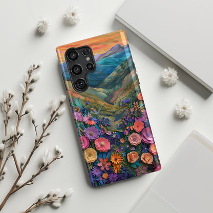 Flower Blossom Mountain Landscape Design Samsung Phone Case