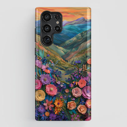 Flower Blossom Mountain Landscape Design Samsung Phone Case