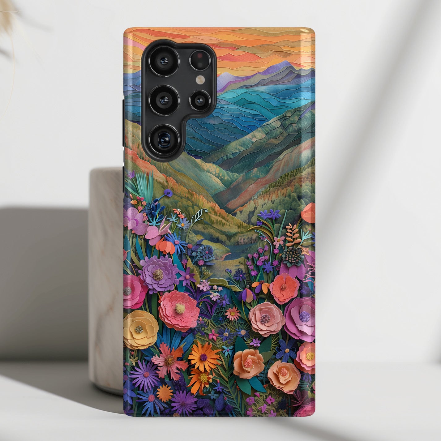 Flower Blossom Mountain Landscape Design Samsung Phone Case