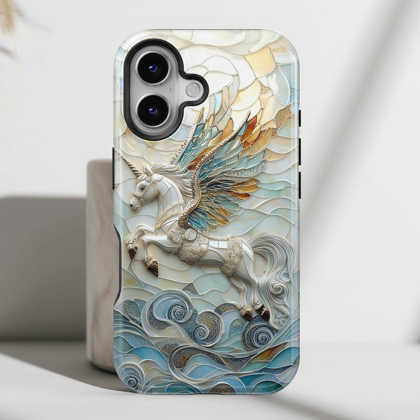 Flying Unicorn Abstract Art Design iPhone Case