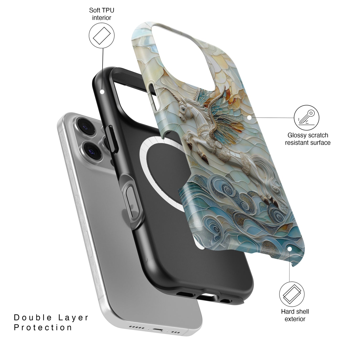 Flying Unicorn Abstract Art Design iPhone Case