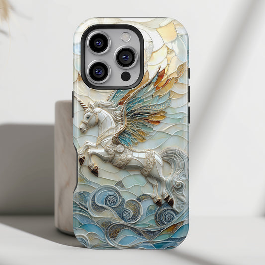 Flying Unicorn Abstract Art Design iPhone Case