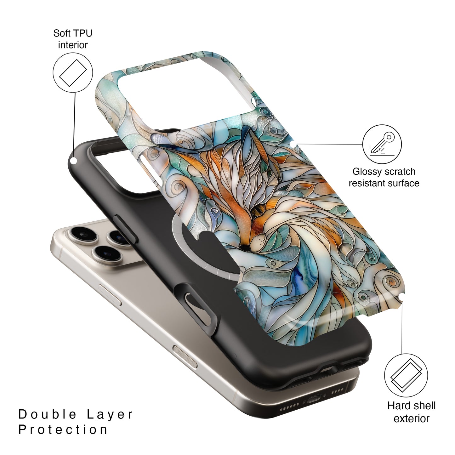 Fox Stained Glass Design iPhone Case