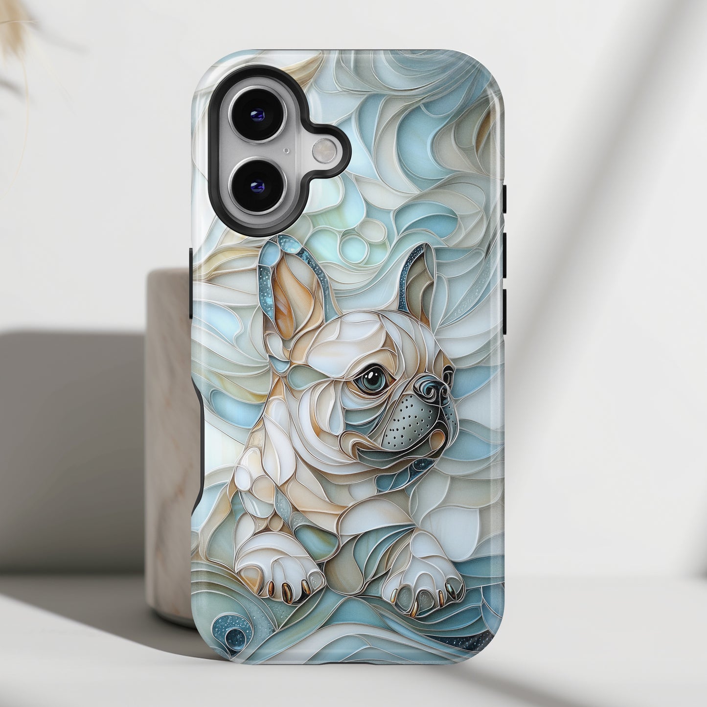 Frenchie Puppy Stained Glass Art iPhone Case