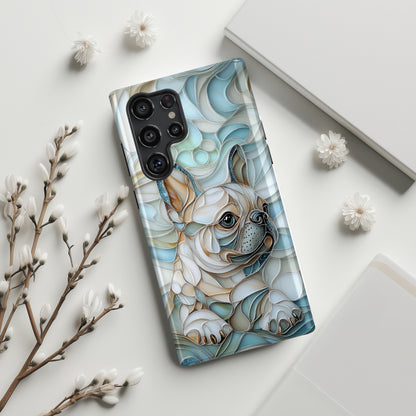 Frenchie Puppy Stained Glass Art Design Phone Case for Galaxy S series Phones