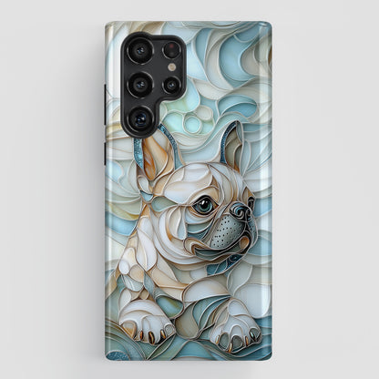 Frenchie Puppy Stained Glass Art Design Phone Case for Galaxy S series Phones