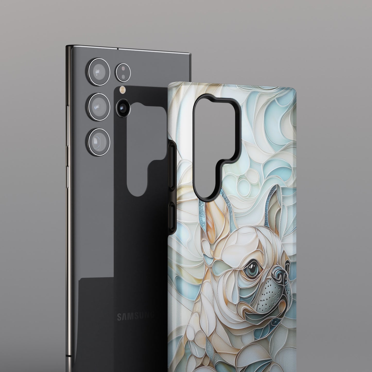 Frenchie Puppy Stained Glass Art Design Phone Case for Galaxy S series Phones